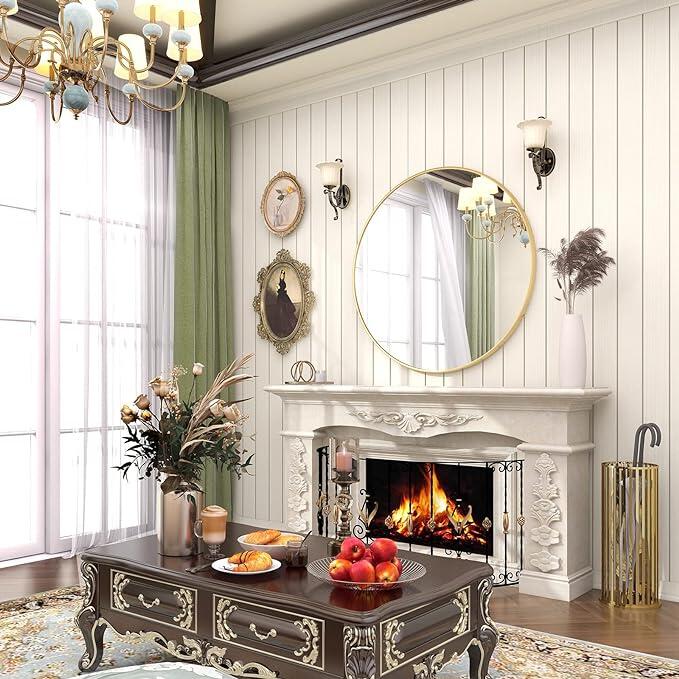 Round Mirror, Gold Metal Frame Circle Mirror, Wall Mirror for Entryway, Bathroom, Vanity, Living Room, Gold Circle Mirror