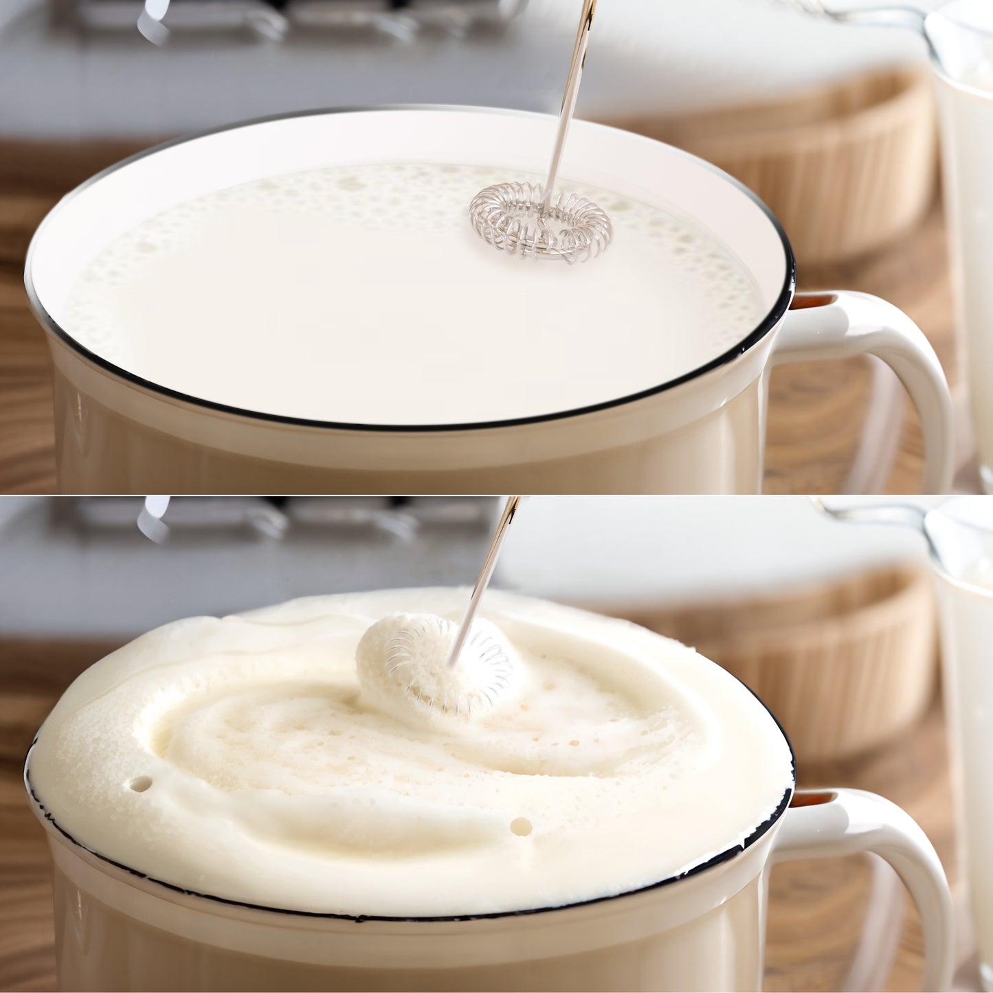 Powerful Milk Frother Mini Handheld Foam Maker for Coffee Whisk Drink , Cappuccino, Latte, Matcha, Hot Chocolate, No Stand Black