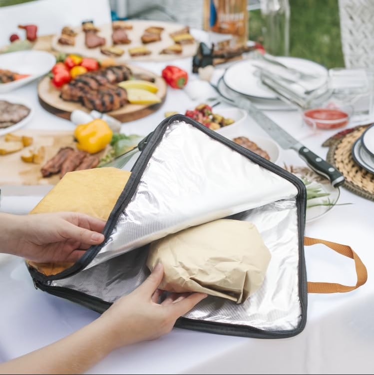 BBQ Blanket for Resting Meat, 5-Layer Insulated Meat Resting Bag for Moisture Retention and Perfect BBQ, Wide Mouth with Handle Design for Briskets, Pork Shoulders, Steaks (Heavy Dute, Brown, 21 Inch)