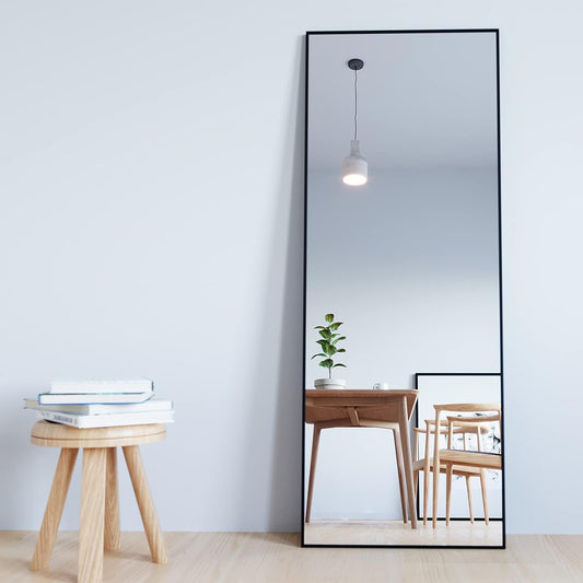 Full Length Mirror, Standing Hanging or Leaning Against Wall Floor Mirrors Body Dressing Wall-Mounted with Aluminum Alloy Thin Frame