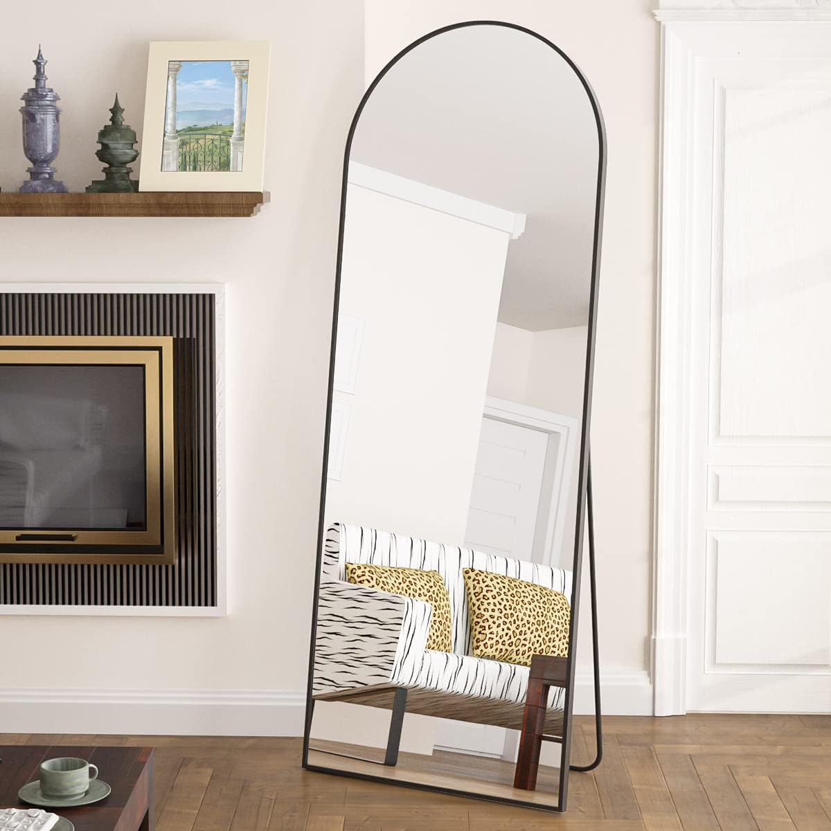 Arch Floor Mirror, Full Length Mirror Wall Mirror Hanging or Leaning Arched-Top Full Body Mirror with Stand for Bedroom, Dressing Room
