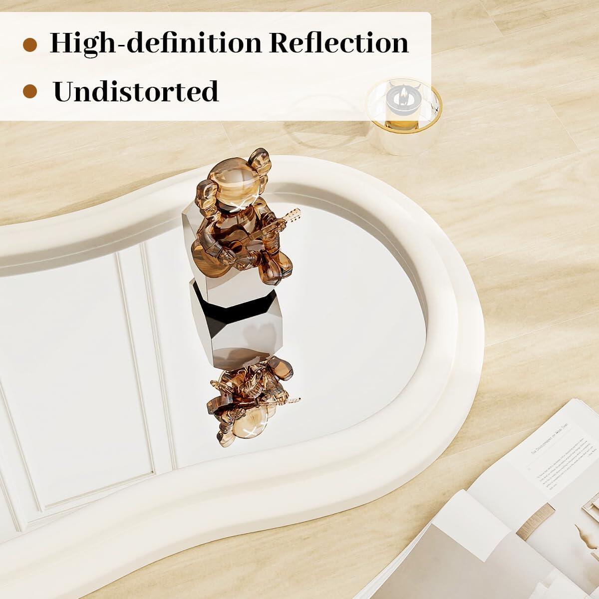 Wavy-B Irregular Mirror Full Length, Full Body Freely Standing Mirror for Bedroom, Living Room, Hanging or Against The Wall, White