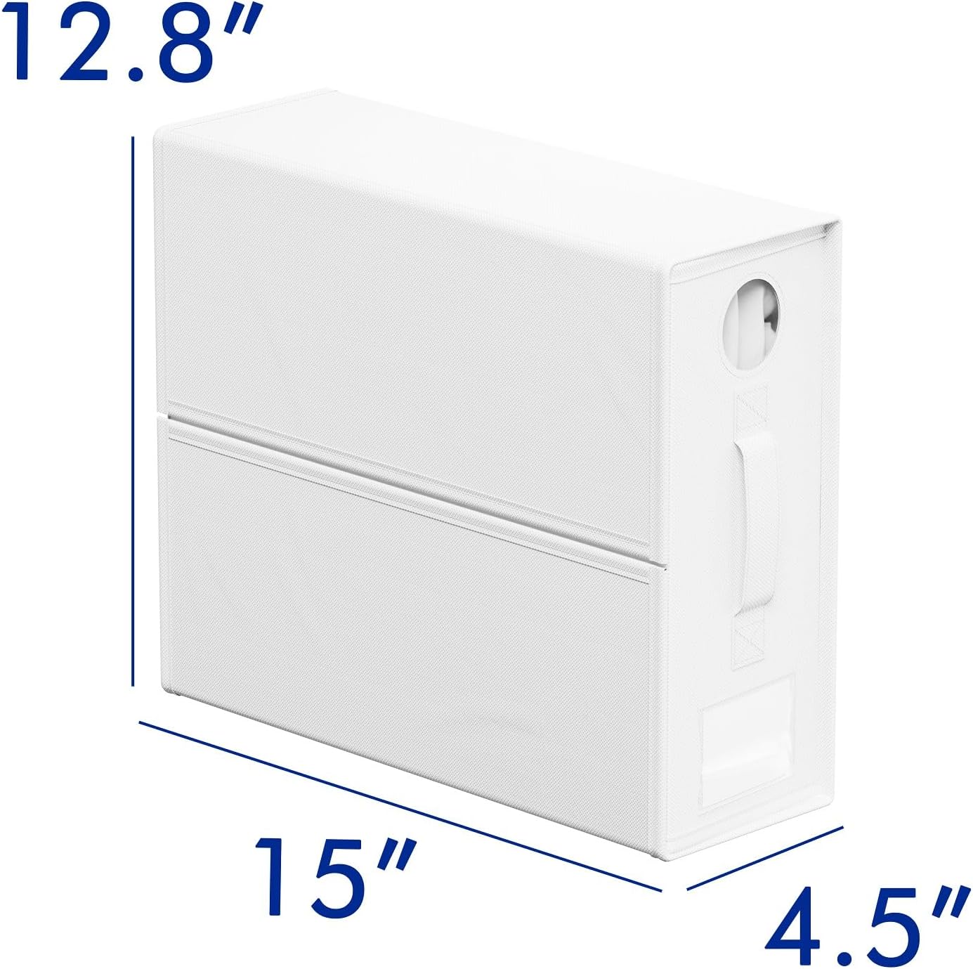 4-Pack Bed Sheet Storage Boxes – Foldable Organizers for Sheets, Duvet Covers & Pillows (White, Circle Window)
