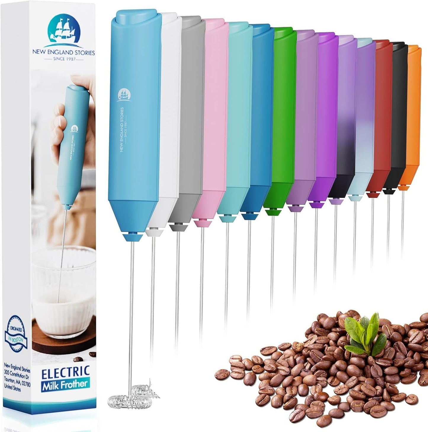 Powerful Milk Frother Mini Handheld Foam Maker for Coffee Whisk Drink , Cappuccino, Latte, Matcha, Hot Chocolate, No Stand, Aurora Lights