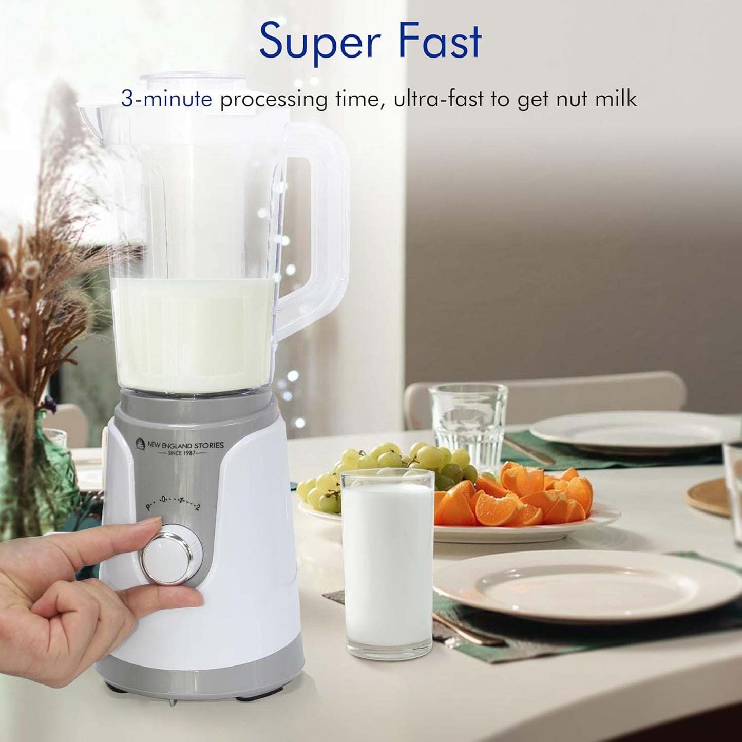 40oz Nut Milk Maker, Filterless Milk Machine with 8 Stainless Steel Blades - Multi-Function Plant-Based Milk Maker and Dairy-Free Beverages