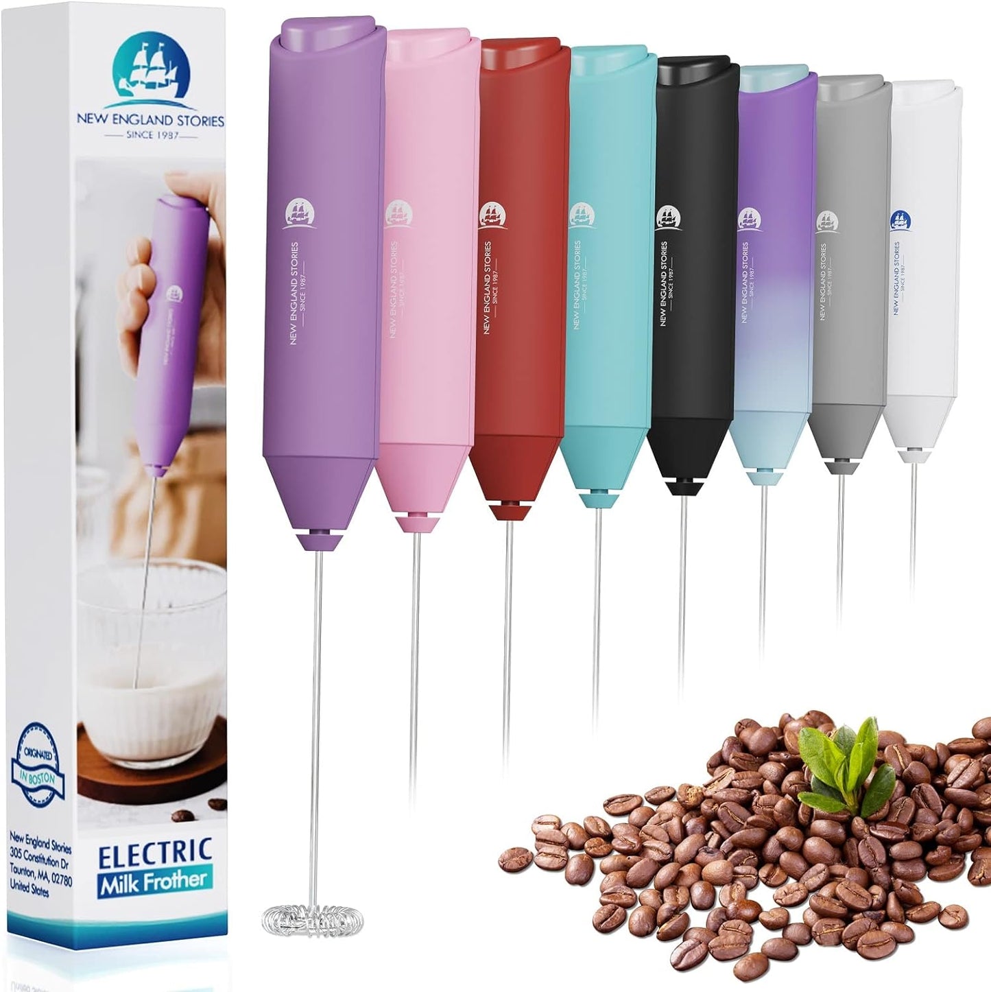 Powerful Milk Frother Mini Handheld Foam Maker for Coffee Whisk Drink , Cappuccino, Latte, Matcha, Hot Chocolate, No Stand, Aurora Lights