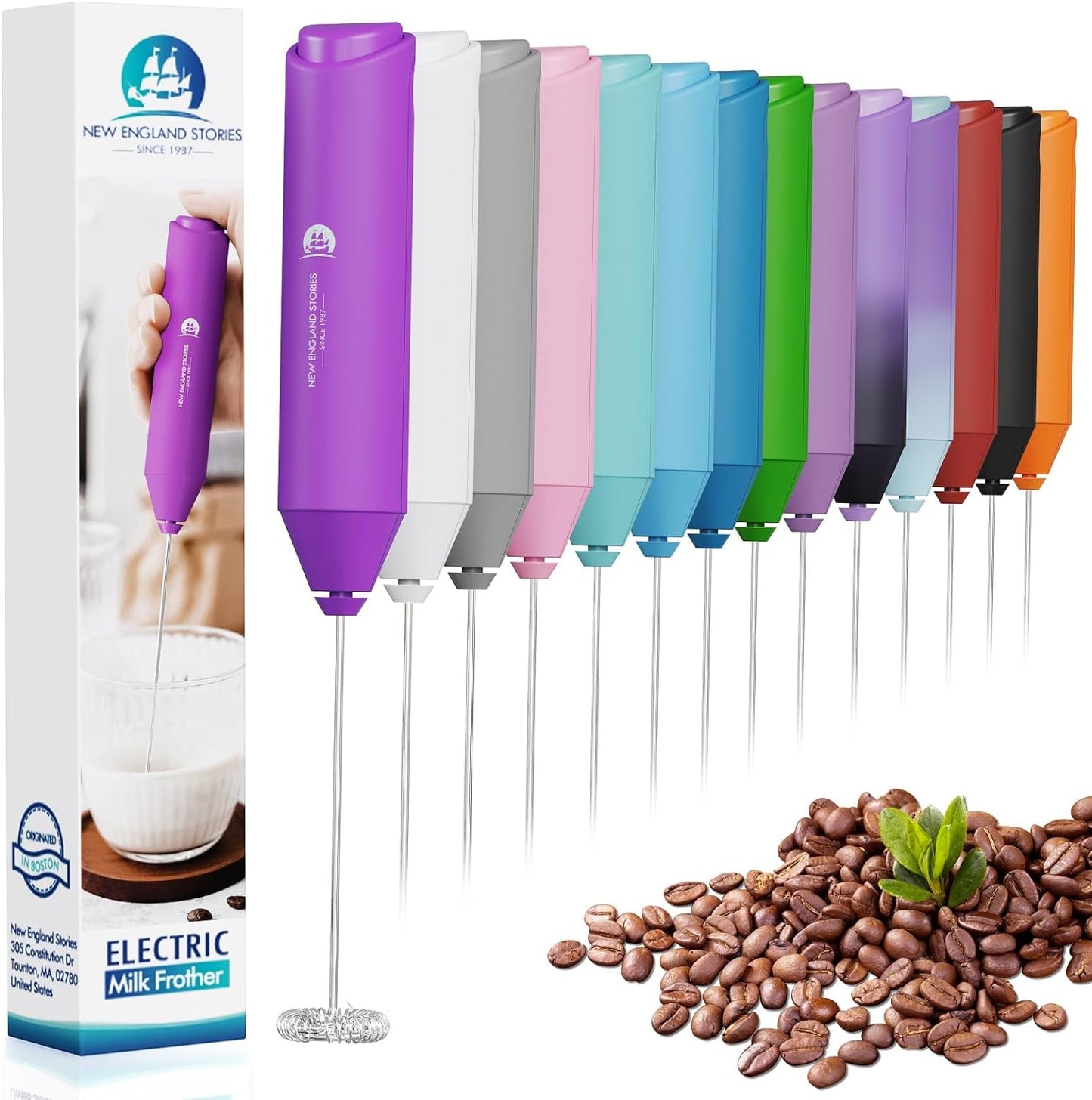 Powerful Milk Frother Mini Handheld Foam Maker for Coffee Whisk Drink , Cappuccino, Latte, Matcha, Hot Chocolate, No Stand, Aurora Lights