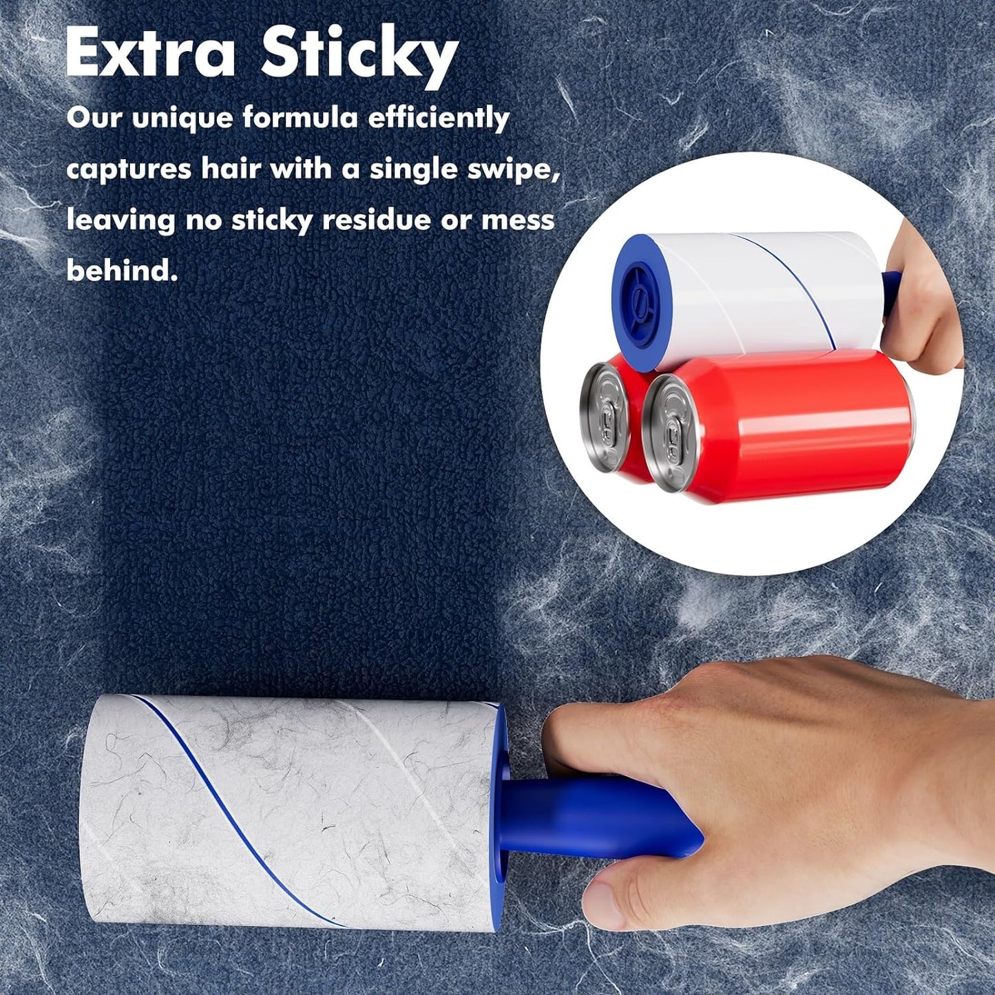 1200-Sheet Lint Roller Set – 6 Upgraded Handles + 6 Refills, Extra Sticky Pet Hair Remover for Clothes, Furniture & Carpet