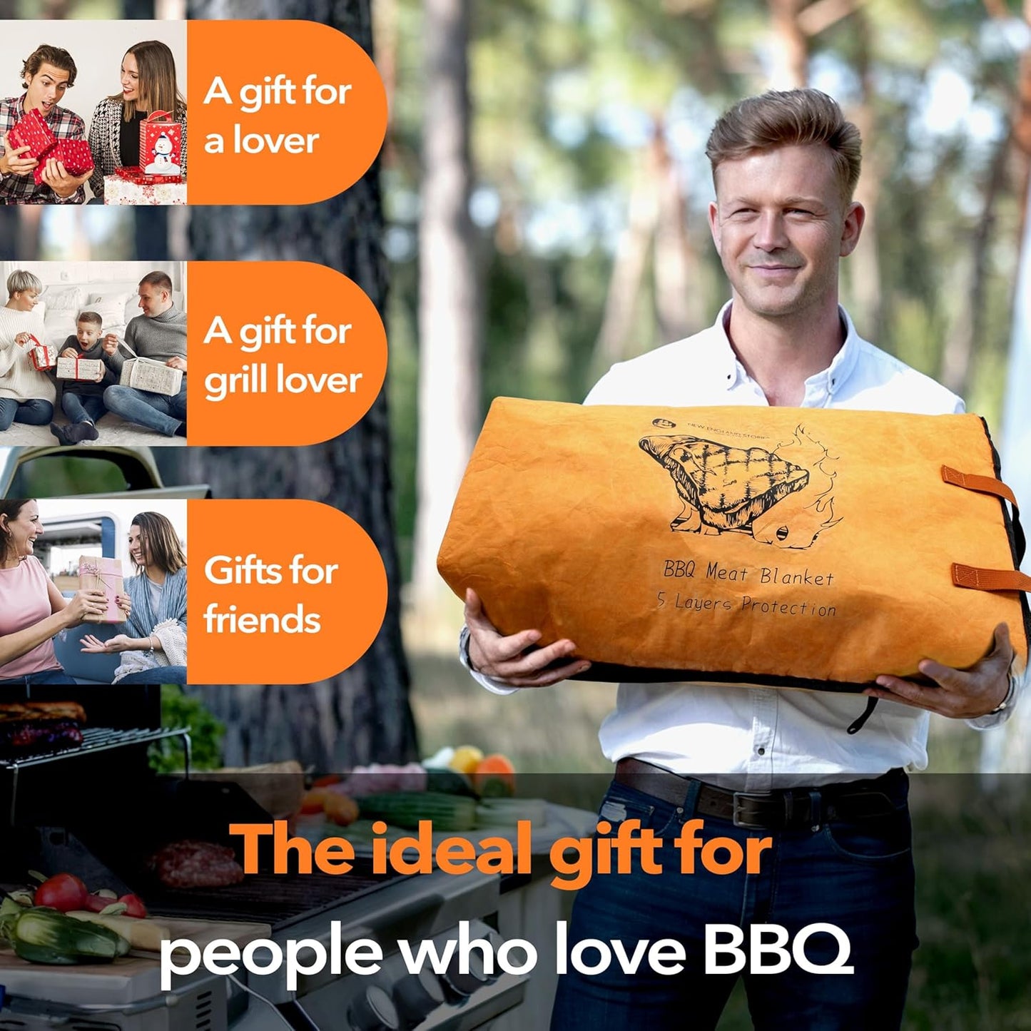 BBQ Blanket for Resting Meat, 5-Layer Insulated Meat Resting Bag for Moisture Retention and Perfect BBQ, Wide Mouth with Handle Design for Briskets, Pork Shoulders, Steaks (Heavy Dute, Brown, 21 Inch)