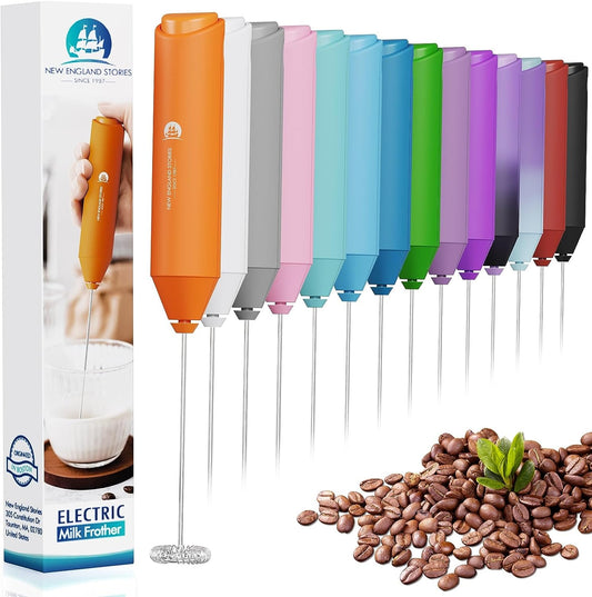 Powerful Milk Frother Handheld Foam Maker, Mini Whisk Drink Mixer for Coffee, Cappuccino, Latte, Matcha, Hot Chocolate, No Stand, Coral