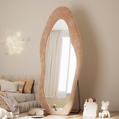 Anyrose 71"x30" Full Length Mirror Irregular Cloud Floor Mirror With Flannel Frame