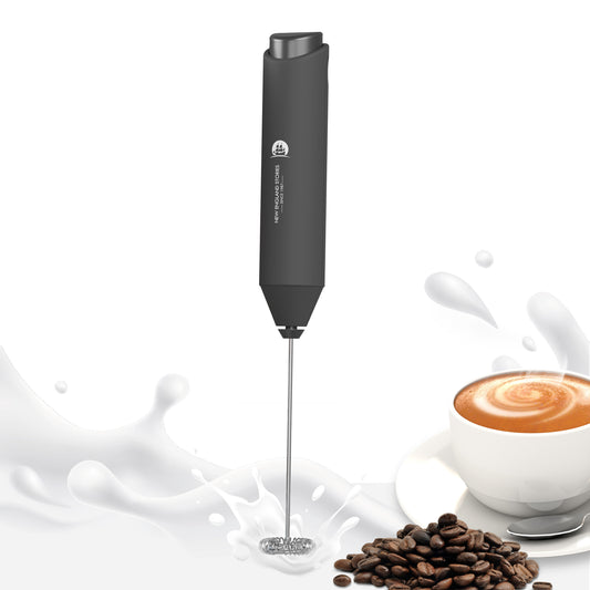 Powerful Handheld Electric Milk Frother, Battery Operated Mini Milk Foam Maker Tool for Coffee Whisk Drink , Cappuccino, Latte, Matcha, Hot Chocolate, No Stand Black