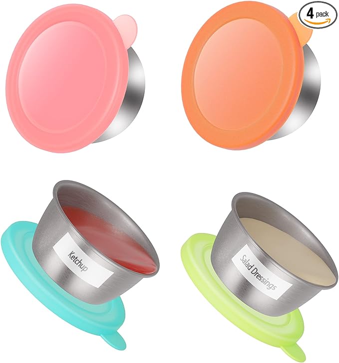 New England Stories 4 Pack - 1.6 oz Small Salad Dressing Container with Lids