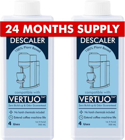 Nespresso-Compatible Descaling Solution – 2 Bottles, 8 Uses – Works with All Models for Deep Coffee Machine Cleaning