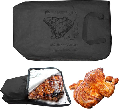 BBQ Blanket for Resting Meat, 5-Layer Insulated Meat Resting Bag for Moisture Retention and Perfect BBQ, Wide Mouth with Handle Design for Briskets, Pork Shoulders, Steaks (Heavy Dute, Brown, 21 Inch)
