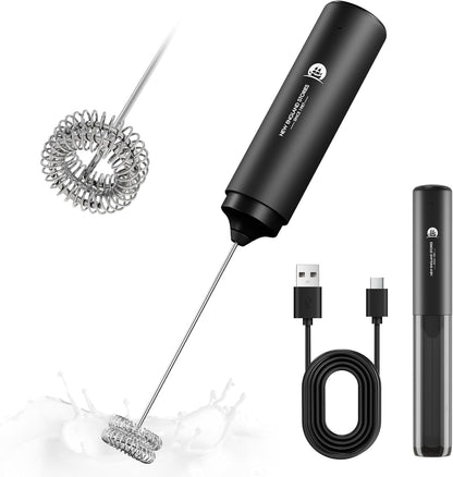 New England Stories Rechargeable Handheld Frother, Dual-Whisk Electric Drink Mixer for Coffee, Matcha & Foam, Portable & Powerful