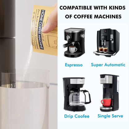 Descaling Powder (4 Uses) – Removes Scale for Coffee & Espresso Machines, Compatible with Keurig, Breville, Nespresso, Delonghi, Ninja