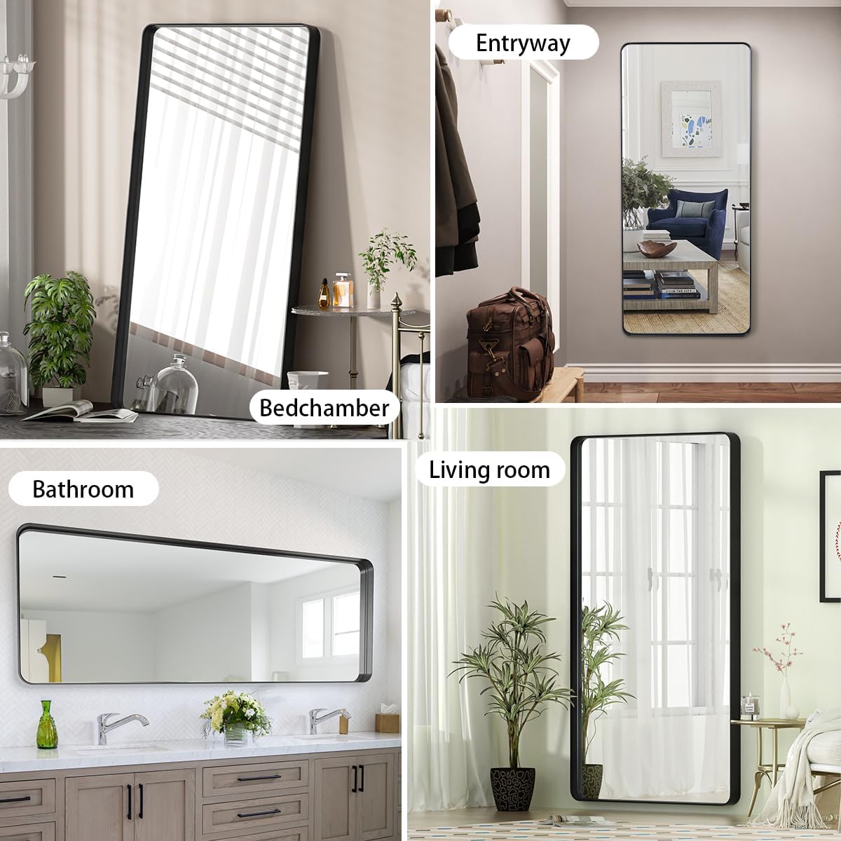 Full Length Mirror, 24"x71" Black Deep Framed Floor Mirror Wall Mounted Mirror Dressing Mirror