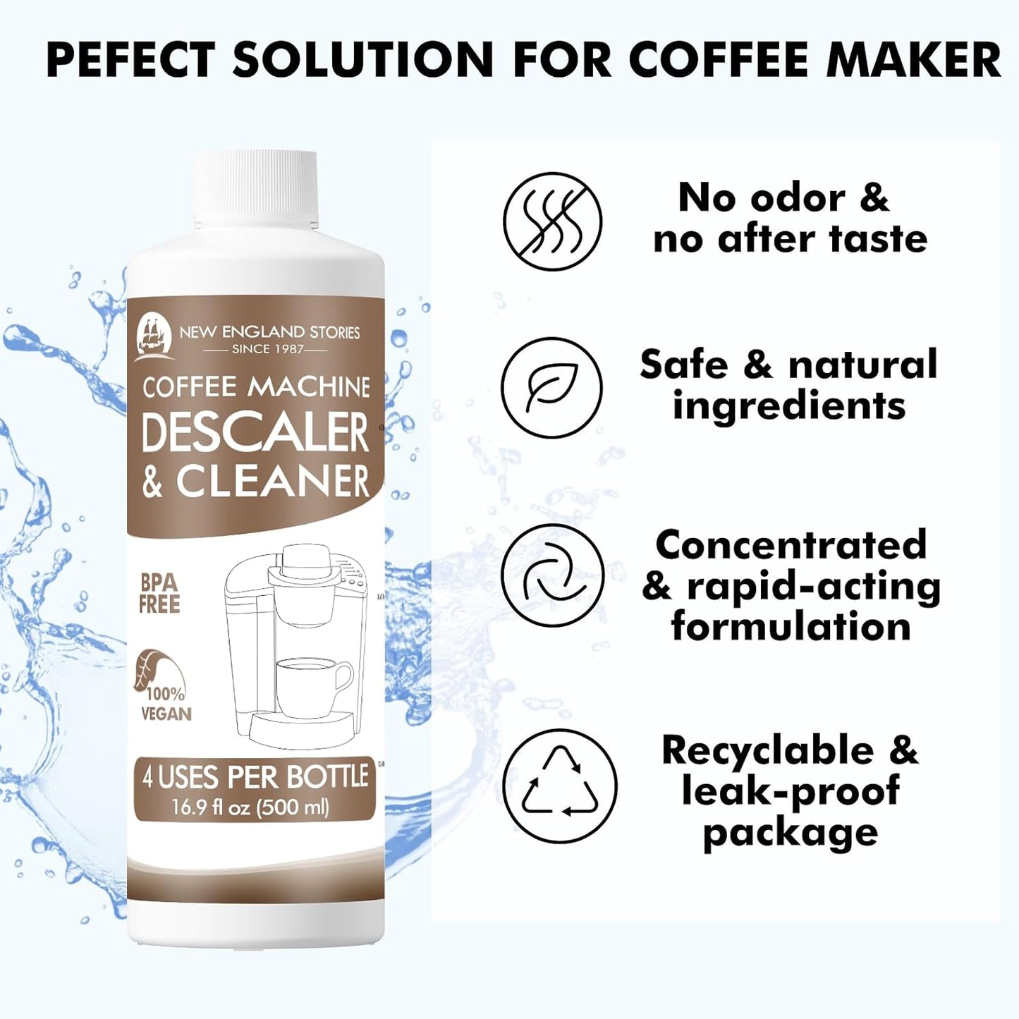 Descaling Solution for Keurig, Nespresso, Breville & More – 33.8oz Coffee Machine Descaler & Limescale Remover (8 Uses)