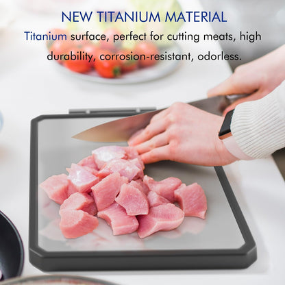 Titanium Cutting Board, Double Sided Cutting Board for Kitchen, 16 * 11 inch Dishwasher Safe Chopping Board, Titanium and Food-Grade Wheat Straw PP
