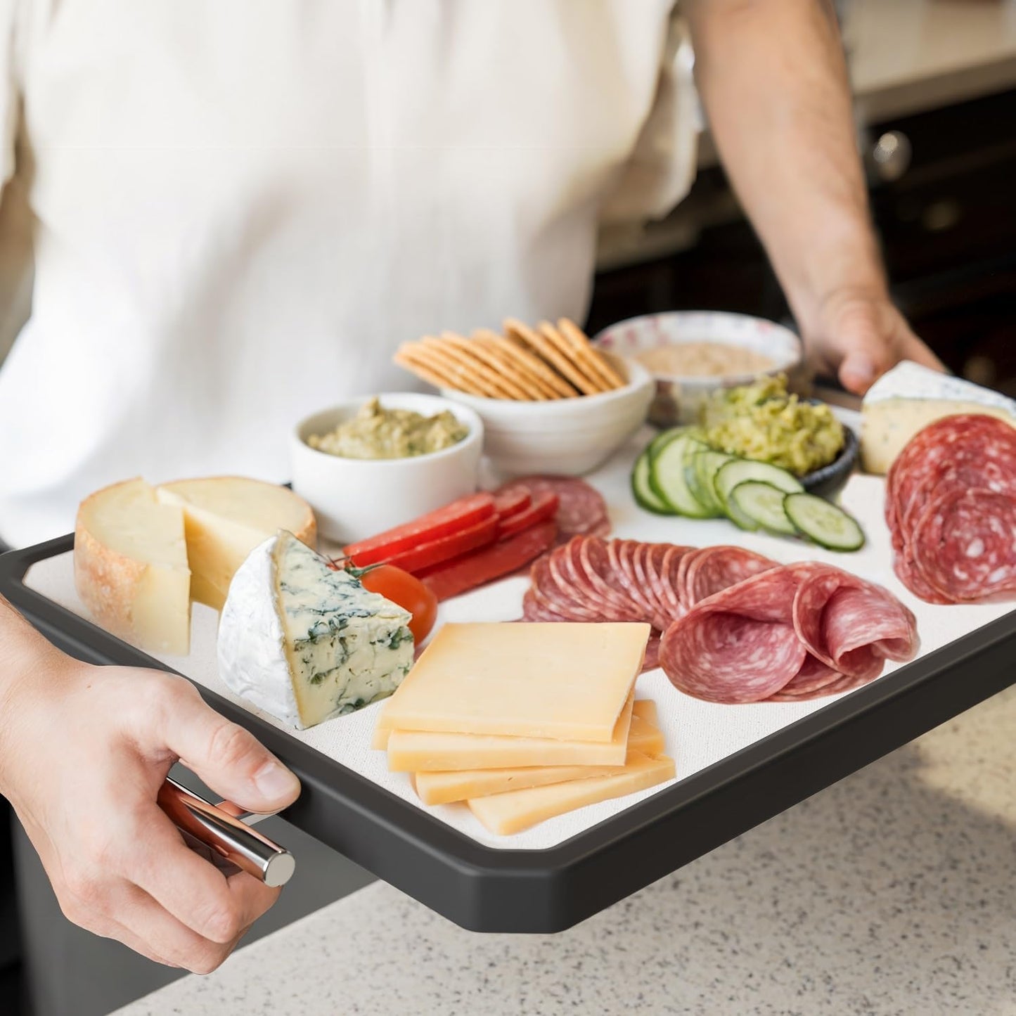 Titanium Cutting Board, Double Sided Cutting Board for Kitchen, 16 * 11 inch Dishwasher Safe Chopping Board, Titanium and Food-Grade Wheat Straw PP