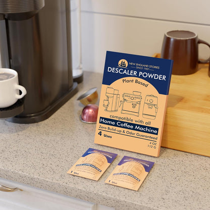 Descaling Powder (4 Uses) – Removes Scale for Coffee & Espresso Machines, Compatible with Keurig, Breville, Nespresso, Delonghi, Ninja