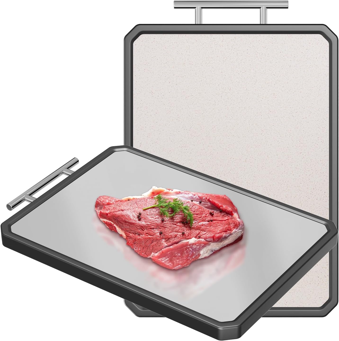 Titanium Cutting Board, Double Sided Cutting Board for Kitchen, 16 * 11 inch Dishwasher Safe Chopping Board, Titanium and Food-Grade Wheat Straw PP