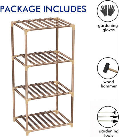 4-Tier Wooden Plant Stand for Indoor/Outdoor Use, Perfect for Living Room, Patio, or Balcony - Supports Multiple Plants, Ideal Gift for Plant Lovers