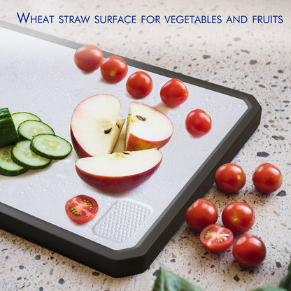 Titanium Cutting Board, Double Sided Cutting Board for Kitchen, 16 * 11 inch Dishwasher Safe Chopping Board, Titanium and Food-Grade Wheat Straw PP
