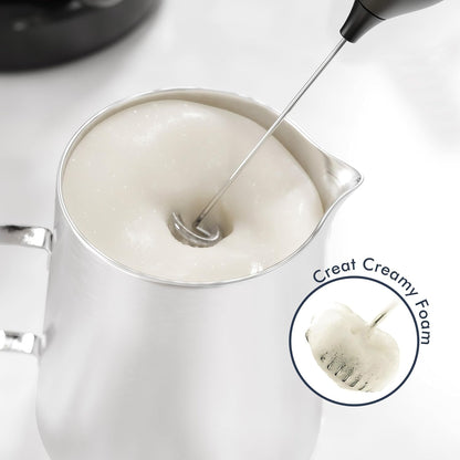 Rechargeable Milk Frother, 3 Speed Frother Wand Handheld Foam Maker with 2-layer Stainless Steel Whisk for Making Cappuccinos, Lattes, Bulletproof Coffee, Keto Drinks, Protein Shakes, and Matcha