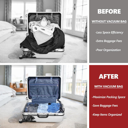 Travel Vacuum Bags for Luggage with Portable Electric Pump, 12 Combo (4L/4M/4S) Packing Seal Bags for Clothing Suitcase Backpack, Space Saver Compression Clothes Storage Bags