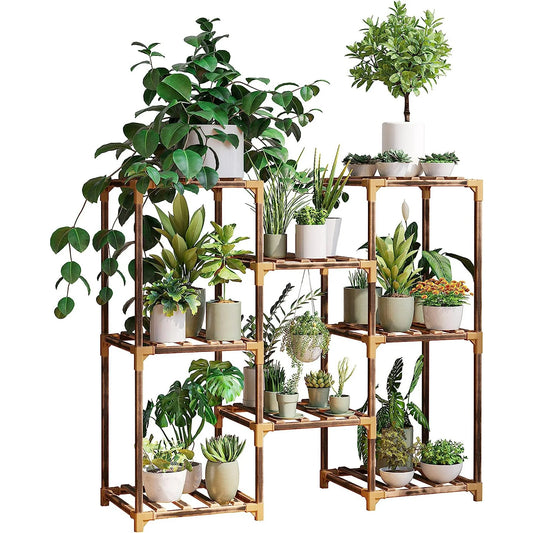 New England Stories Plant Stand Indoor, Outdoor Wood Plant Stands for Multiple Plants, Plant Shelf Ladder Table Plant Pot Stand for Living Room, Patio, Balcony, Plant Gardening Gift