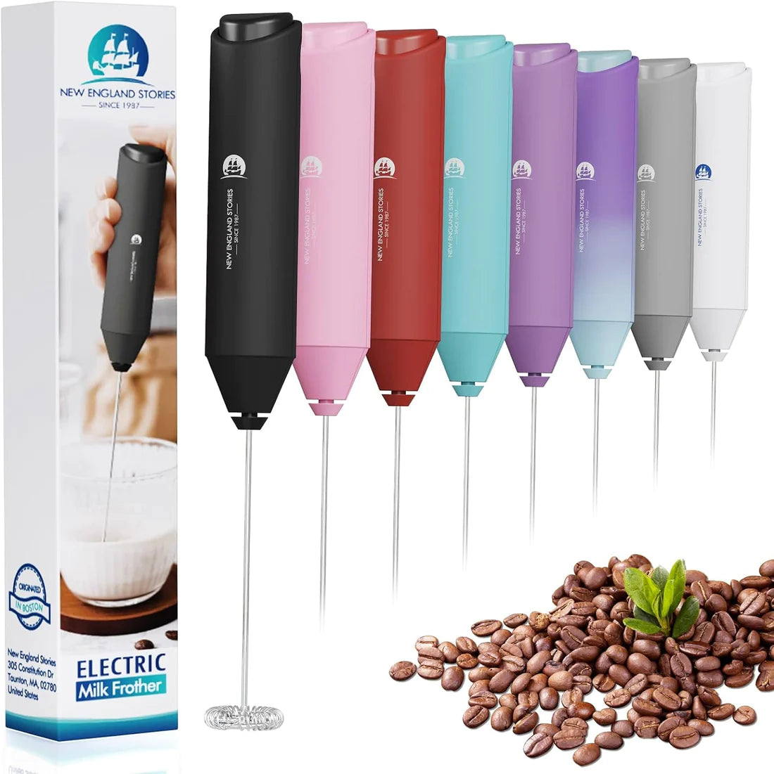 Powerful Milk Frother Mini Handheld Foam Maker for Coffee Whisk Drink , Cappuccino, Latte, Matcha, Hot Chocolate, With Stand, North Light