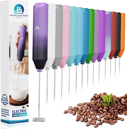 Powerful Milk Frother Mini Handheld Foam Maker for Coffee Whisk Drink , Cappuccino, Latte, Matcha, Hot Chocolate, With Stand, North Light