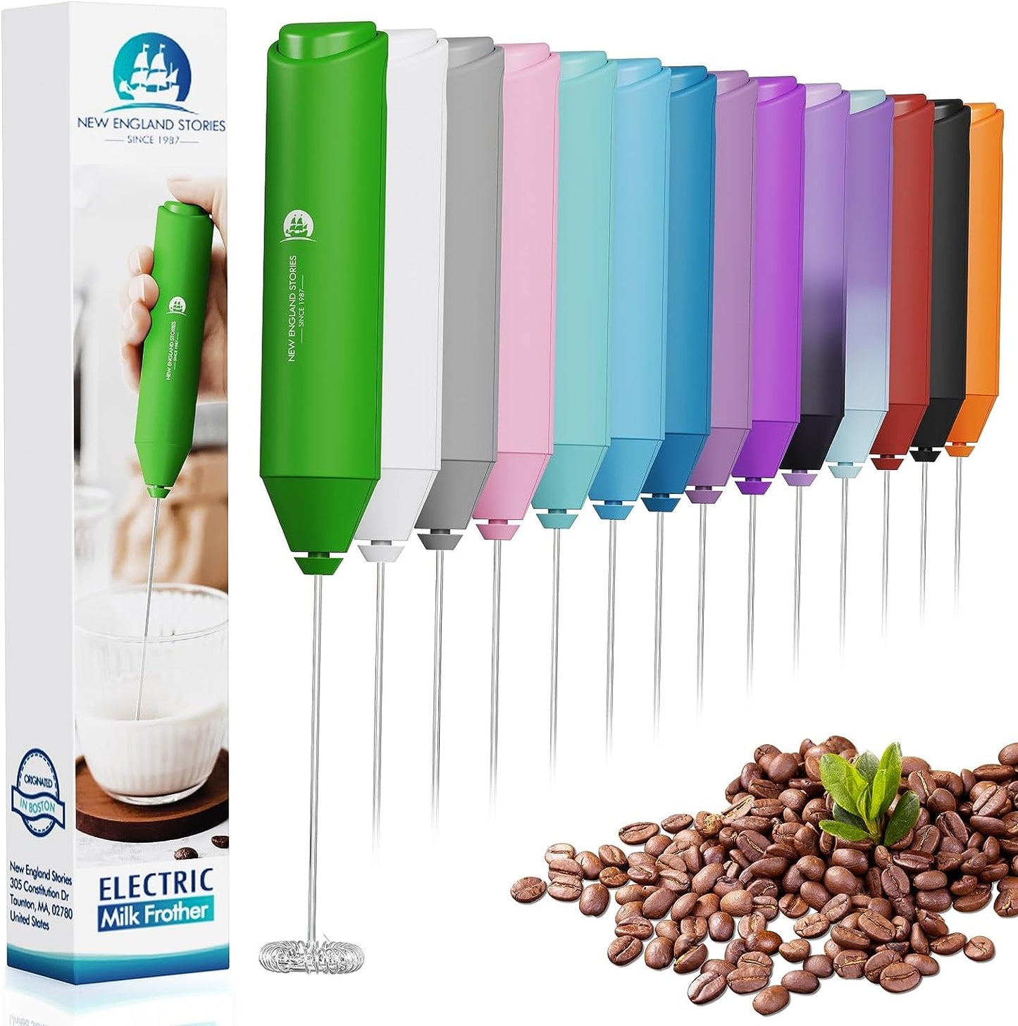 Powerful Milk Frother Handheld Foam Maker, Mini Whisk Drink Mixer for Coffee, Cappuccino, Latte, Matcha, Hot Chocolate, No Stand, Green