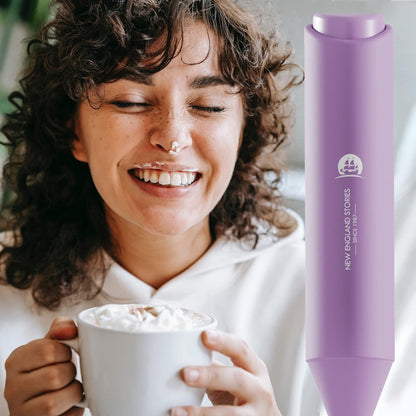 Powerful Milk Frother Handheld Foam Maker, Mini Whisk Drink Mixer for Coffee, Cappuccino, Latte, Matcha, Hot Chocolate, No Stand, Light Purple