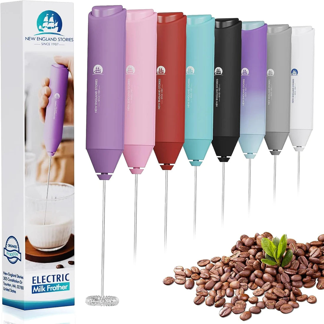 Powerful Milk Frother Mini Handheld Foam Maker for Coffee Whisk Drink , Cappuccino, Latte, Matcha, Hot Chocolate, With Stand, North Light