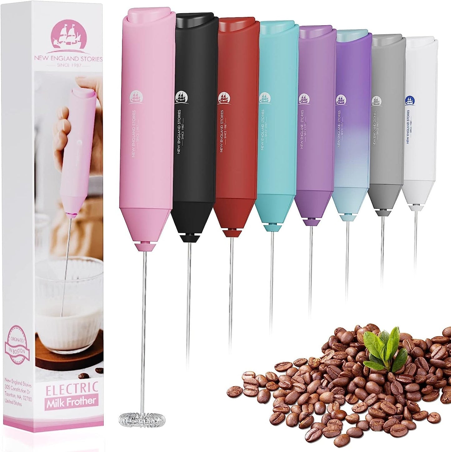 Powerful Milk Frother Handheld Foam Maker, Mini Whisk Drink Mixer for Coffee, Cappuccino, Latte, Matcha, Hot Chocolate, No Stand, Pink