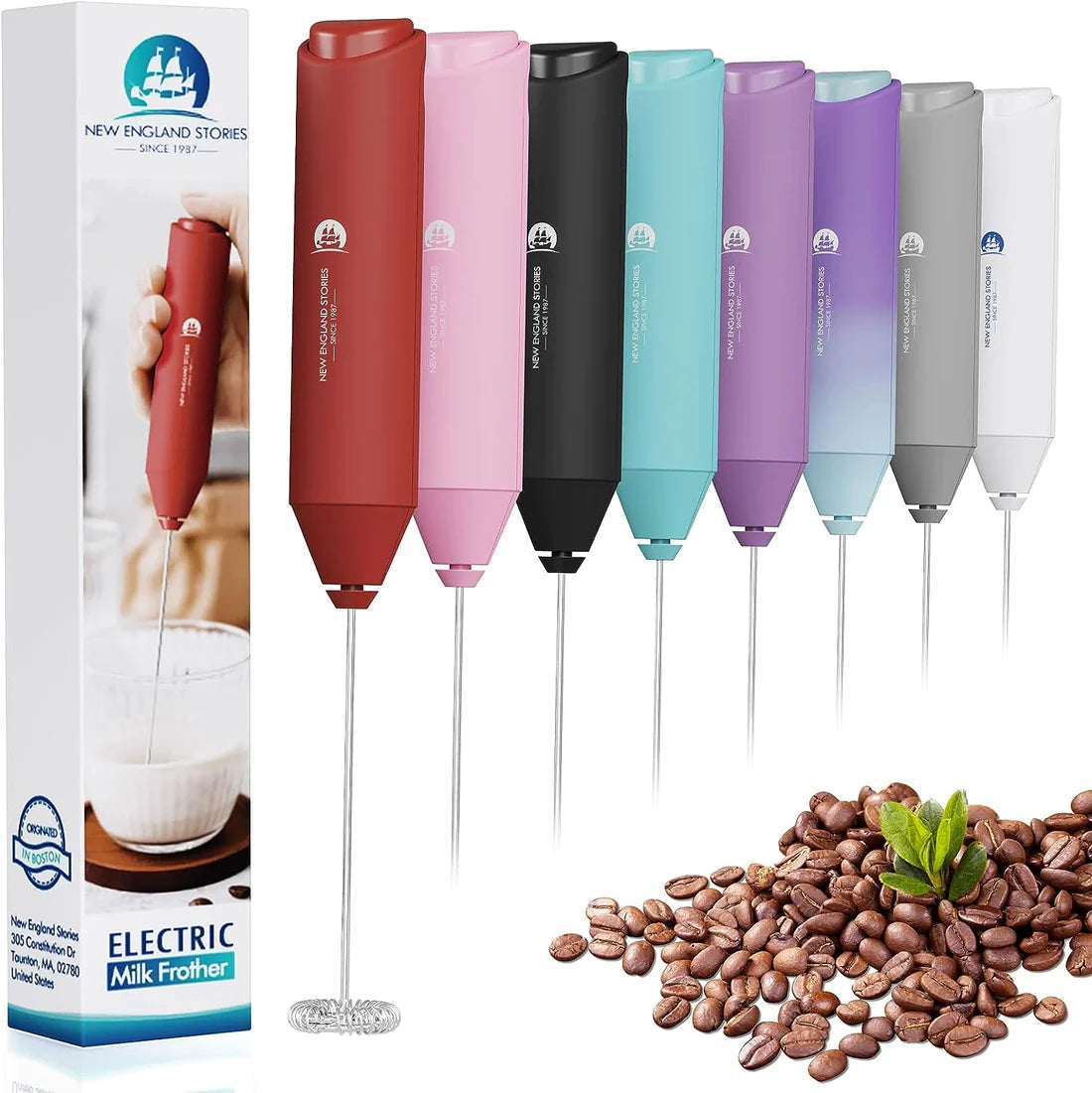 Powerful Milk Frother Mini Handheld Foam Maker for Coffee Whisk Drink , Cappuccino, Latte, Matcha, Hot Chocolate, With Stand, North Light