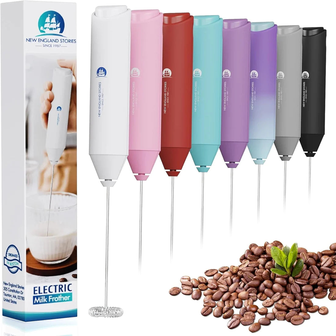 Powerful Milk Frother Mini Handheld Foam Maker for Coffee Whisk Drink , Cappuccino, Latte, Matcha, Hot Chocolate, With Stand, North Light