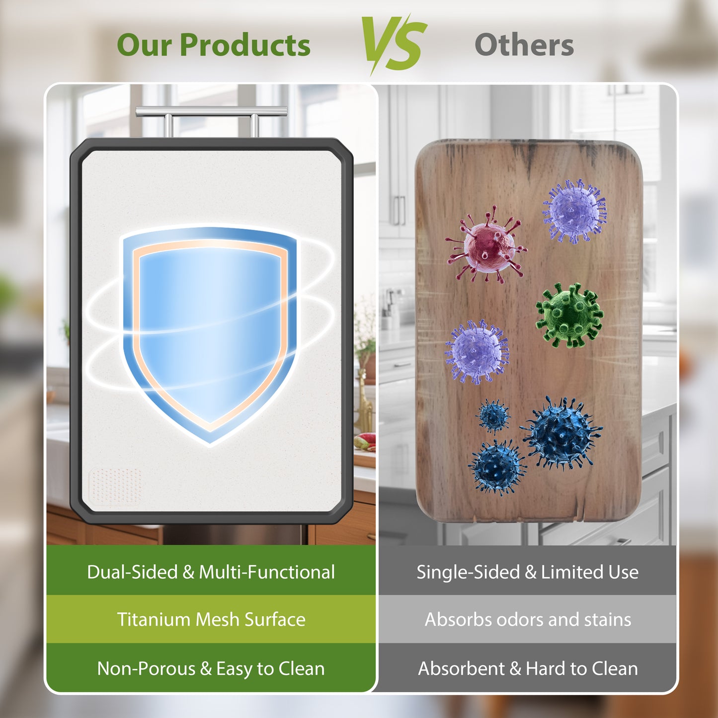 Titanium Cutting Board, Double Sided Cutting Board for Kitchen, 16 * 11 inch Dishwasher Safe Chopping Board, Titanium and Food-Grade Wheat Straw PP