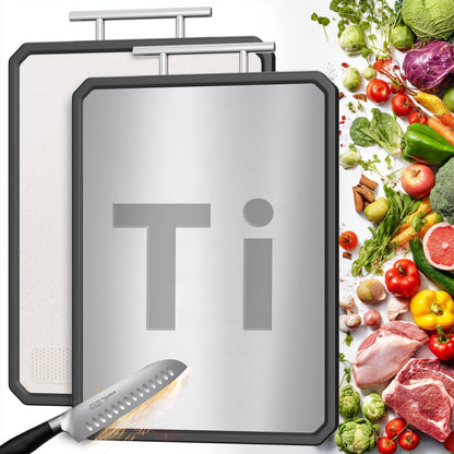 Titanium Cutting Board, Double Sided Cutting Board for Kitchen, 16 * 11 inch Dishwasher Safe Chopping Board, Titanium and Food-Grade Wheat Straw PP
