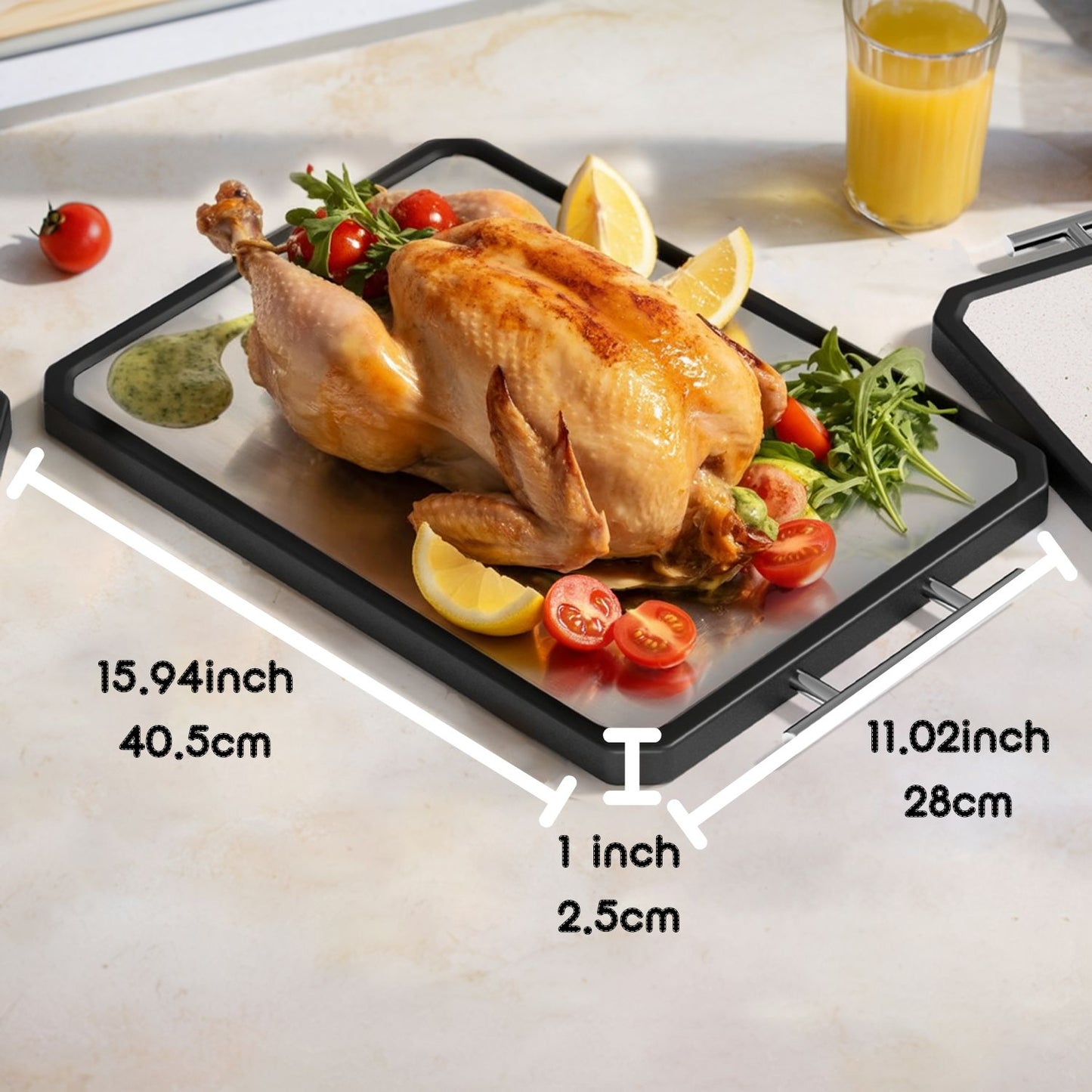 Titanium Cutting Board, Double Sided Cutting Board for Kitchen, 16 * 11 inch Dishwasher Safe Chopping Board, Titanium and Food-Grade Wheat Straw PP