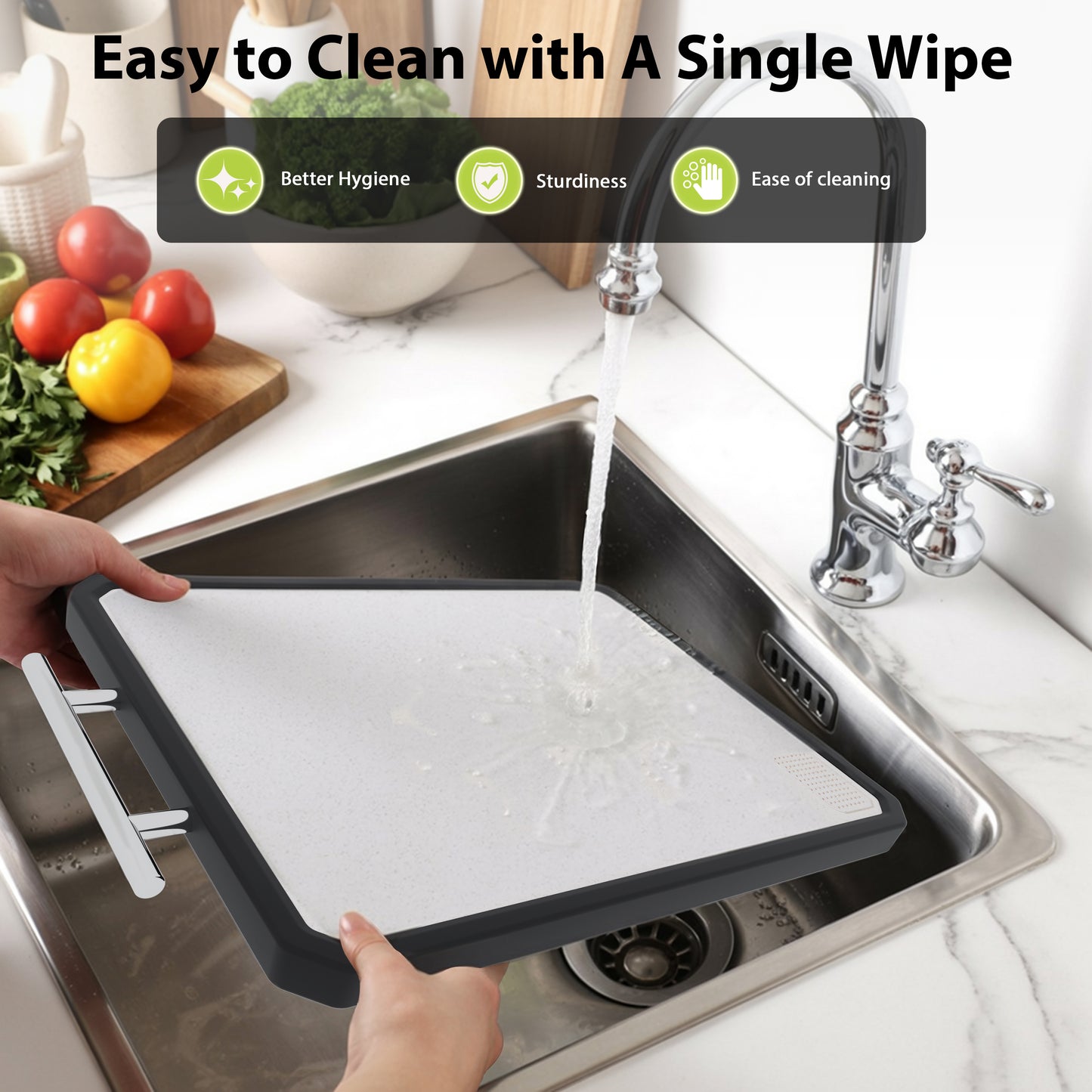 Titanium Cutting Board, Double Sided Cutting Board for Kitchen, 16 * 11 inch Dishwasher Safe Chopping Board, Titanium and Food-Grade Wheat Straw PP